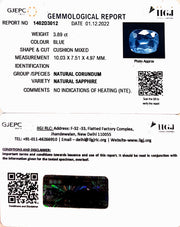3.89/CT Natural Blue Sapphire with Govt Lab Certificate-BLUSA9U